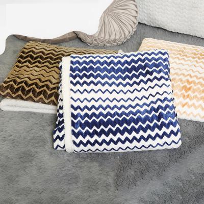 China Soft Blanket Customized Anti-Static Fuzzy Plush Fluffy Fabric Double Sided Sherpa Flannel Blanket For Couch Bed Sofa Chair for sale