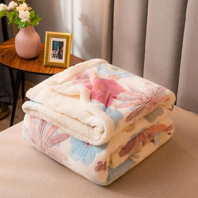 China Factory Wholesale Anti-Static Custom Pattern Double Sided Heavy Mink Sherpa Blanket for sale