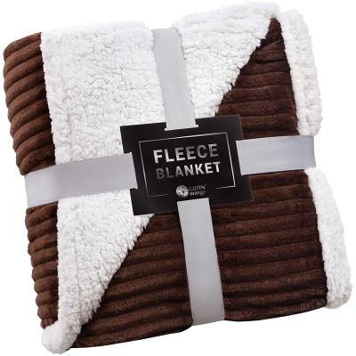 China Custom Wholesale Anti-Static Chocolate Fleece Throw Blankets Sofas Soft Fluffy Thick Sherpa Blanket for sale