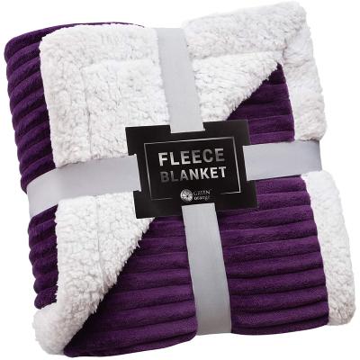 China Winter Anti-static Purple Thick Warm Cozy Soft Plush Sherpa Thermal Blanket for sale