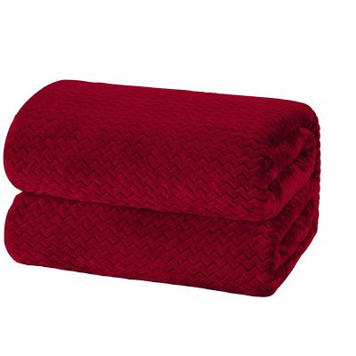 China Anti-Static Coral Flannel Fleece Blanket Luxury Microfiber Red Soft Fluffy Throw Blanket For Couch / Bed for sale