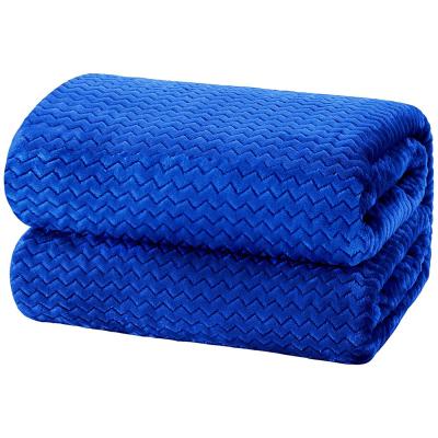 China Anti-Static Luxury Plush Soft Royal Blue Throw Blankets Premium Silky Warm Light Blanket For All Season for sale