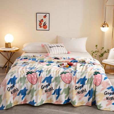 China PORTABLE Cartoon Digital Printing Gray Green Thick Fleece Flannel Blanket Blanket Multifunctional Blanket for sale