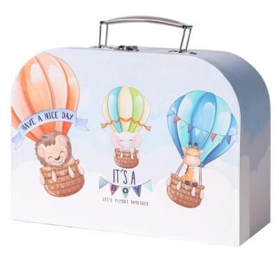 China Recycled Materials Wholesale Kids Cardboard Suitcase Paper Box With Handle for sale