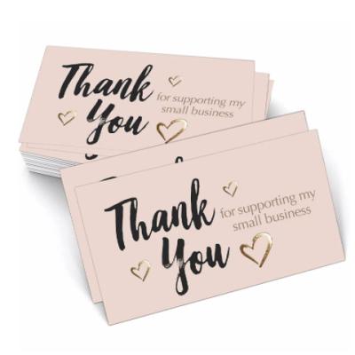 China Greeting Custom Printed Matt Paper Tag Cards Gold Hot Stamping Thank You Card for sale