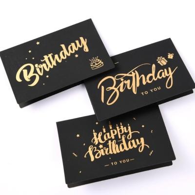 China Greeting Custom Logo Paper Gift Card Black Thank Daughters Mother Greeting Cards Happy Birthday Cards for sale