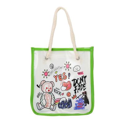 China Fashion 2022 Summer Child Jelly Bag Cartoon Bear Transparent Shoulder Beach Bag Waterproof Travel Handbag for sale