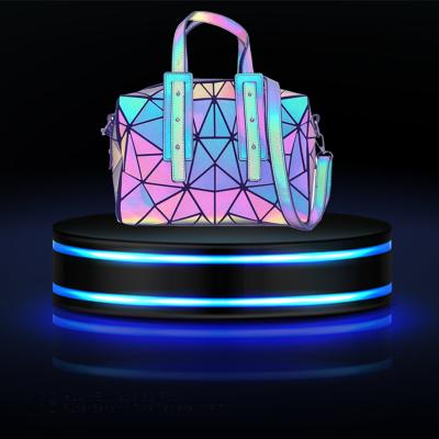 China Fashion Geometric Bright Holographic Boston Top Handle Shoulder Bag Women Fashion Handbag for sale