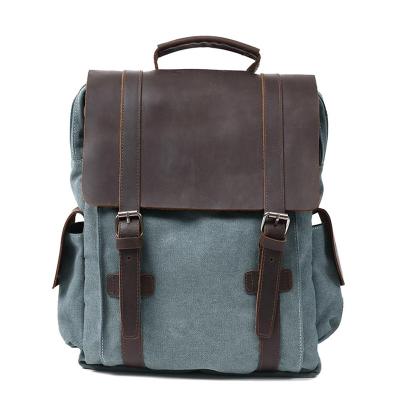 China With USB Genuine Leather Men's Bag Layer Crazy Horse Cowhide Main Backpack Layer Crazy Horse Whip Retro Men And Women's Backpack for sale