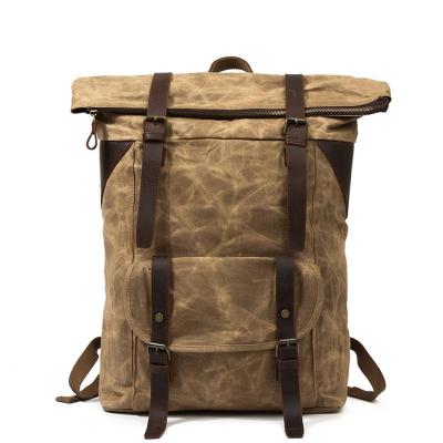 China With Retro Outdoor USB Men Backpack Sports Travel Rucksack Oil Wax Canvas Shoulder Large Capacity School Bag Travel Bag for sale