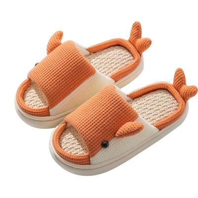 China ZHUBABA Flax Slippers Fashion Breathable Indoor Cute Kids Style Cute Home Shoes Floor Indoor Non-slip Cotton Warm Slippers for sale