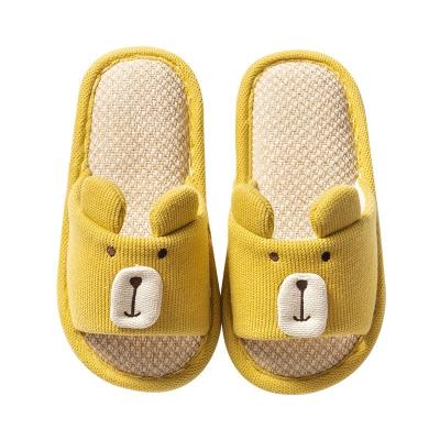 China ZHUBABA Flax Slippers Fashion Lightweight Indoor Cute Kids Style Cute Home Shoes Non-slip Floor Cotton Indoor Slippers for sale