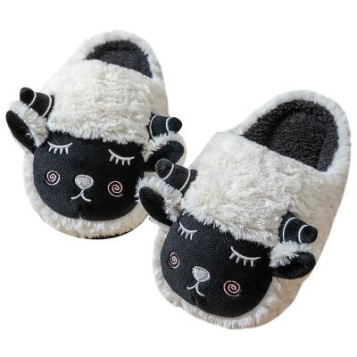 China Wholesale Cute ZHUBABA Fashion Winter Thermal Children Sheep Cow Plush Parenting Cartoon Warm Indoor Home Slippers for sale