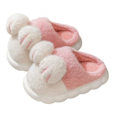 China ZHUBABA thermal original cat claw splicing children's cartoon cute warm and lovely home slippers cotton parent child for sale