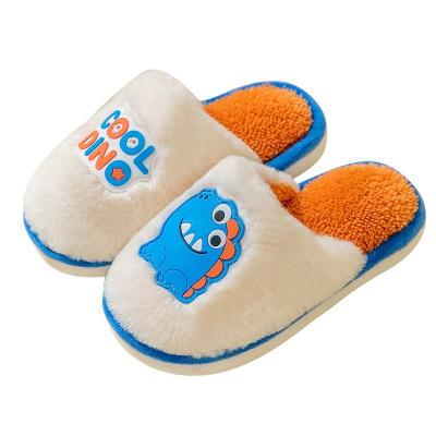 China ZHUBABA Thermal Children's Fashion Cotton Slippers In Winter Cute Dinosaur Letters Indoor Non-slip Plush Floor Slippers for sale