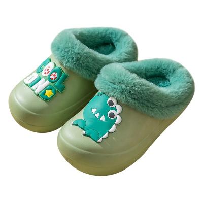 China ZHUBABA Thermal Children's Waterproof Warm Dinosaur Household New Winter Cartoon Plush And Non-slip Indoor Slippers for sale