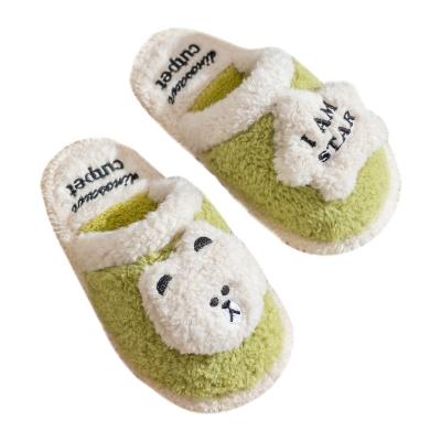 China ZHUBABA New Thermal Children Slippers Back Letters Cartoon Embroidery Kids Plush Warm Indoor Slipper Parenting Shoes Unisex Slippers for sale