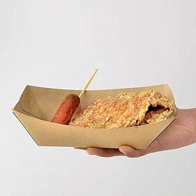 China Disposable Kraft Paper Disposable Food Trays, Small Paper Food Boats, Serving Food Boats Box for Party Snacks French Fries Nachos Tacos BBQ for sale