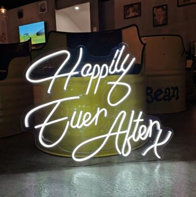 China Resistant Free Shine Logo Neon Light Sign Led Neon Sign Wall Decor Custom Neon Sign Happily Forever For Bedroom Home for sale