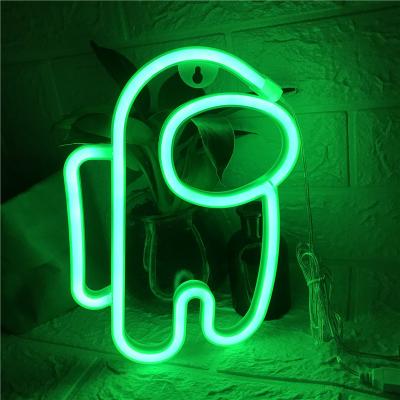 China Easy Lamp Desk Table Green Astronaut Shape Decorations Bedroom Kids Installation Room Neon Lamp Lights for sale