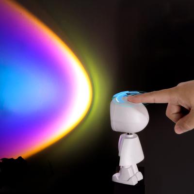 China New Cartoon Rainbow Cartoon Projection Lamp Sunset Robot Projection Lamp Colorful Postmodern USB Rechargeable Room Decoration Night Light for sale