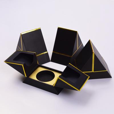 China ZL Recyclable Luxury Triangle Pyramid Ring Candle Perfume Cosmetic Packaging Custom Magnetic Watch Box Gift Box for sale