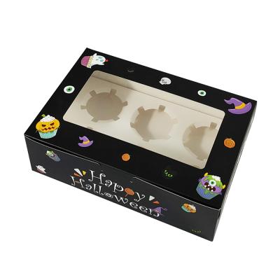 China Recyclable Cardboard Paper Halloween Cake Packaging Boxes With 6 Holes Insert for sale