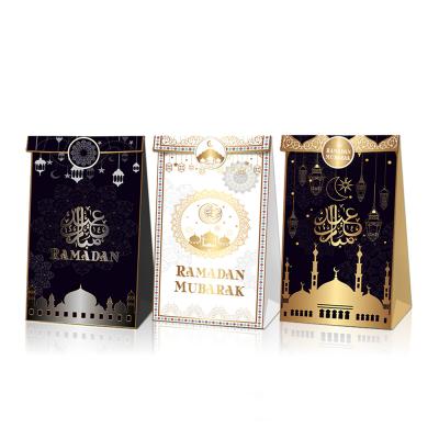 China Recyclable Eid Mubarak Ramadan Festival Gift Bags Packaging Candy Snacks Kraft Paper Bag With Decorative Sticker for sale