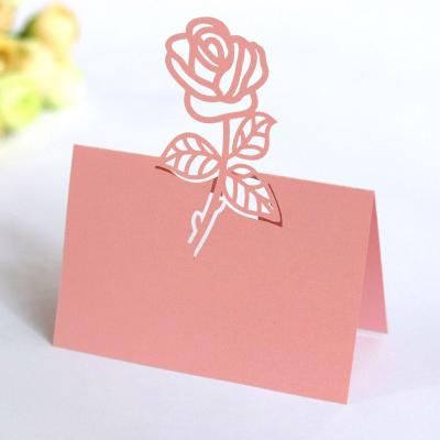 China Wholesale Custom Unique Laser Cutout ZL Laser Cut Hollow Rose Pattern Elegant Origami Festival Wedding Decoration EID Craft Gift Cards For for sale