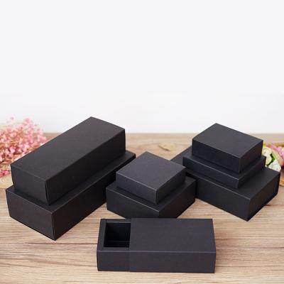 China Wholesale Recycled Materials ZL Logo Custom Hot Selling Packaging Panties Underwear Knock Out Foldable Black Paper Slide Drawer Open Gift Box With Sleeve for sale