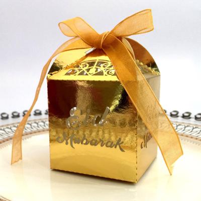 China Wholesale Luxury Recycled Materials ZL Custom Ramadan Islamic Muslim Eid AlFitr Colorful Laser Cut Gift Box With Decorative Organza Ribbon for sale