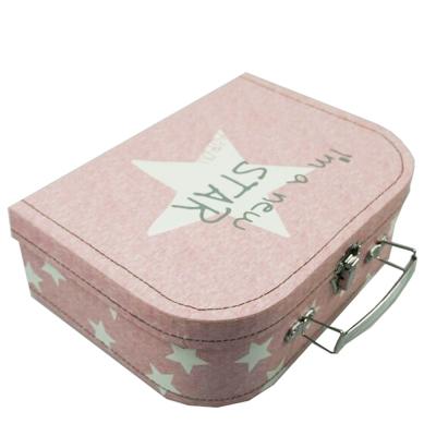 China ZL Recyclable Pink Star Jewelry Storage Box Small Cardboard Cosmetic Suitcase Shaped Gift Box for sale