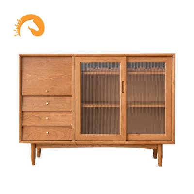 China Solid Wood Buffet Designs [Complimentary Wine Cabinet] Distinctive Cherry Wood Cabinet Modern Furniture New Decoration With 3 Drawers for sale