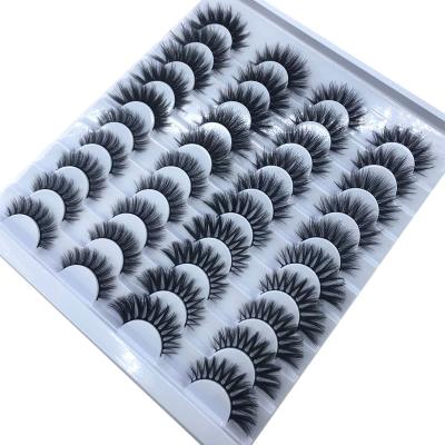 China Long Hot Selling Natural 20 Pairs 3D Mink False Eyelash Vendors Thick False Eyelashes Dramatic Crossing Eyelashes For Girl Black Cotton Strip for sale