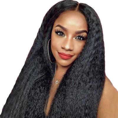 China Curly Straight Yaki U Part Wig Hair Wig For Brazilian Remy Yaki Straight Glueless Middle Color Women 150% Density U Shape Wigs for sale