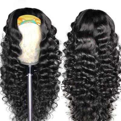 China Deep Wave Glueless Hair Wave Headband Wigs 30 Inches Loose Deep Wave Hairband Peruvian Hair Wigs For Black Women for sale