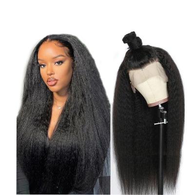 China Straight Curly Peruvian Straight Wigs Barely Shedding Thick Soft Straight Hair Front Wigs For Black Women 12A Remy 150% Yaki Full Lace Wig 13x4 HD Transparent Lace Wig for sale