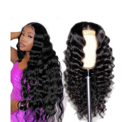 China Indian Loose Deep Wave Barely Shedding Soft Thick Loose Body Wave 13x4 Virgin Hair 12A Lace Front Human Hair Wigs 30Inch Pre Plucked Remy Hair For Women for sale