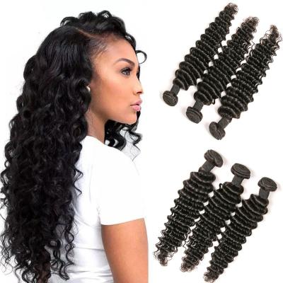 China Wholesale Deep Wave Deep Wave Brazilian Hair 4 Bundles 100% Virgin Human Hair Unprocessed Brazilian Weave Extensions Natural Color for sale