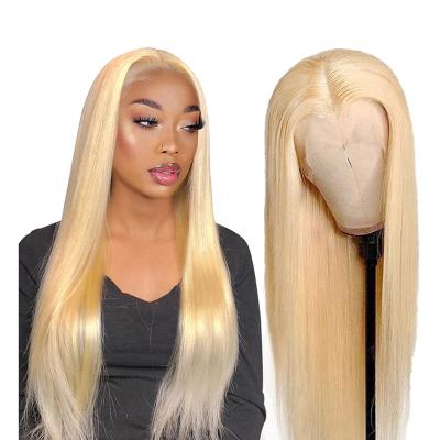 China Honey Blonde Bone Straight Wig HD Silky Straight 613 360 Full Lace Malaysian Human Hair Full Lace Front Wigs Pre Plucked Virgin Remy Hair for sale