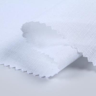 China Sustainable High Quality Woven Plain Dyed Thin Linen Fabric Pure White Types for sale