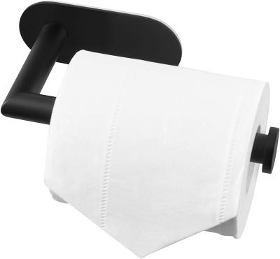 China Modern Matt Black Self Adhesive No Drilling Toilet Paper Roll Holder For Bathroom for sale