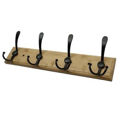 China Durable Aluminum Alloy Wall Hooks Decorative Black Wooden Hook 4 Hooks for sale