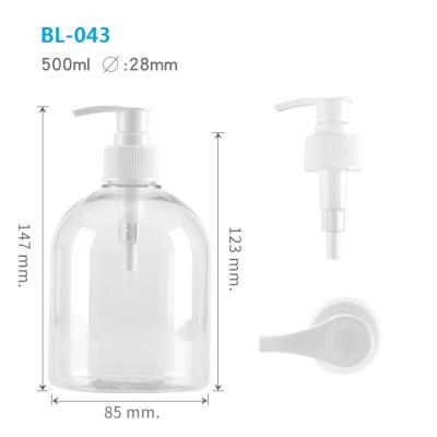 China Plastic Clear Plastic Alcohol Bottle Sanitizer Hand Sanitizer Bottle 500ml Disinfectant Bottle With 24/410 Lotion Pump for sale