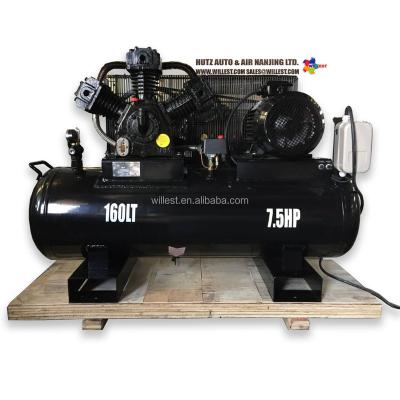 China Willest 160 Hp Lubricated Heavy Duty Electric Belt Driven Air Compressor 7.5 Liter BWII75E75H160F for sale