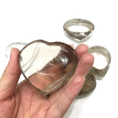 China Clear High Quality Natural Gray Smoky Quartz Crystal Heart From China On Sale Decoration for sale