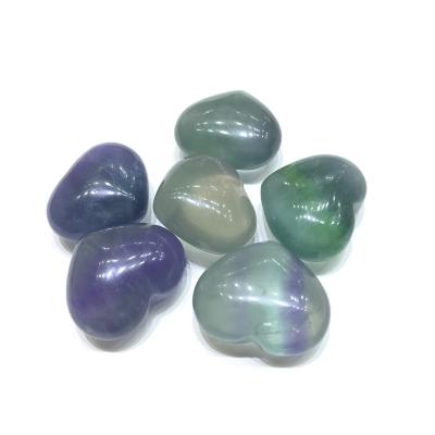 China Wholesale Natural High Quality Fluorite Crystal Heart For Decoration Sale From China Purple Green for sale