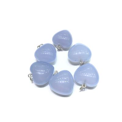 China China Natural Light Blue Small High Quality Chalcedony Crystal Heart Pendant Gifts For Decoration for sale