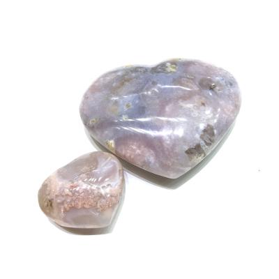 China New Big Natural High Quality Pink Blue Flower Agate Crystal Heart For Sale Decoration From China for sale