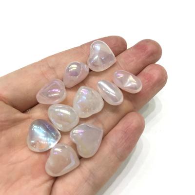 China China New Mini Rainbow Aura Clear Quartz Crystal Heart For Decoration Pendant for sale